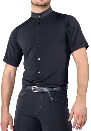Maly Mens Shirt With Pique Short Sleeves MF72205-Black