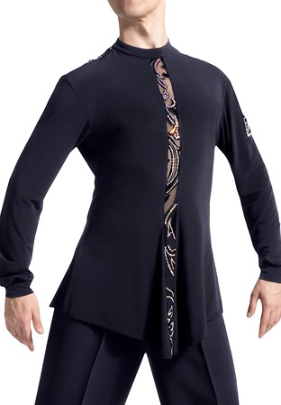 PopconAtelier Crystal Embellished Performance Shirt MTC-105-Black