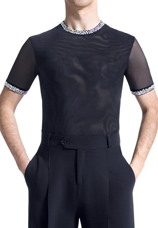 PopconAtelier Crystallized Short Sleeve Body Top MTC-108-Black