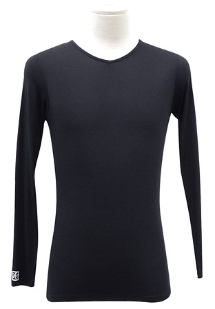 PopconAtelier Mens Long Sleeve V Neck Top MLT003-Black