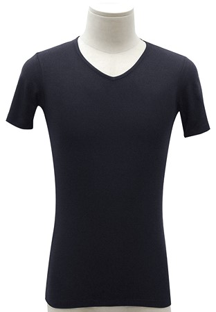 PopconAtelier Mens Short Sleeve V Neck Top MLT004-Black