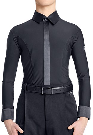 PopconAtelier Satin Collar Ballroom Smooth Shirt MT-009-Black