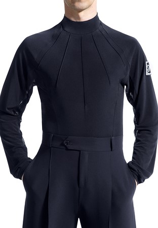 PopconAtelier Sheer Crystal Back Body Shirt MTC-109-1-Black/Jet Hematite