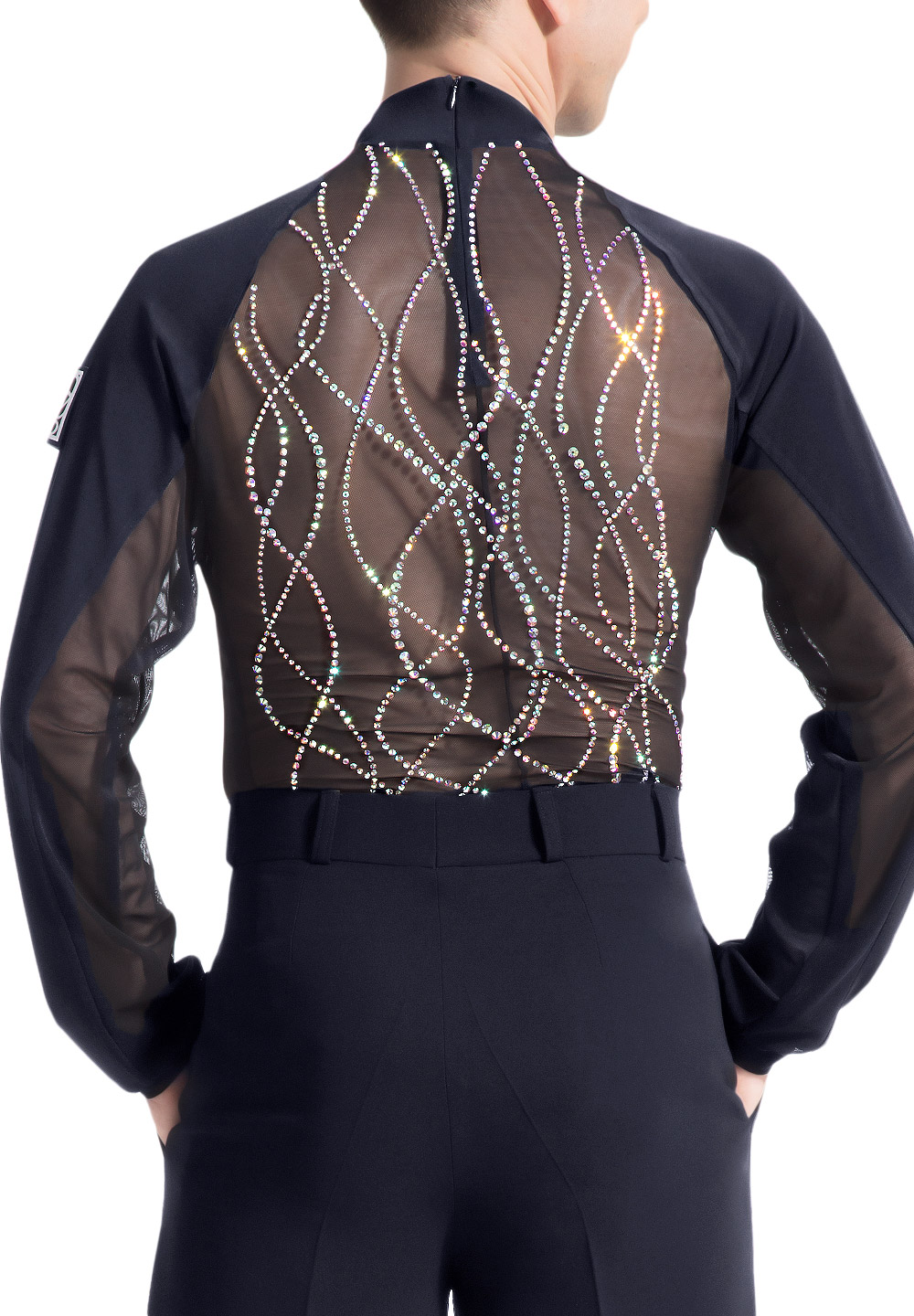 PopconAtelier Sheer Crystal Back Dance Body MTC-109-Black/Crystal AB