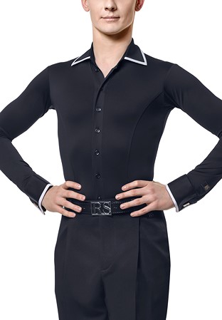 RS Atelier Mens Andrea Edge Slim Fit Stretch Shirt-Black