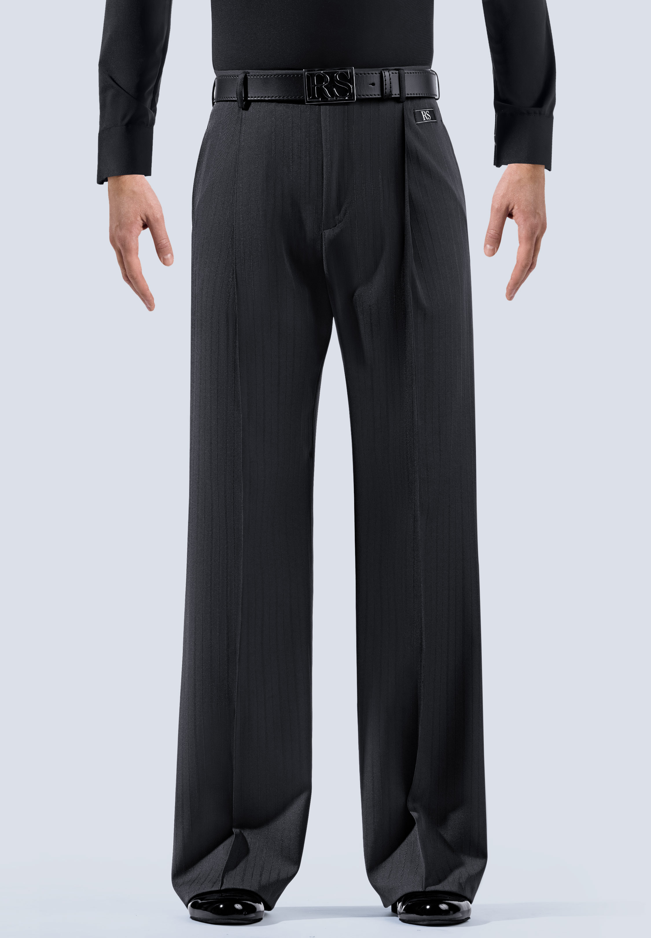 RS Atelier Mens Lorenzo Trendy Trousers-Black Stripe Black