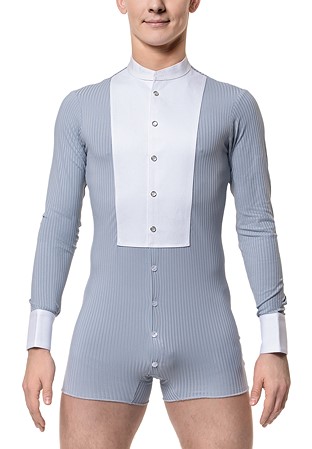 RS Atelier Mens Nero Easy Button Stretch Ballroom Shirt-Gray
