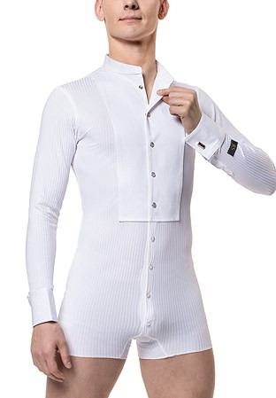 RS Atelier Mens Nero Easy Button Stretch Ballroom Shirt-White