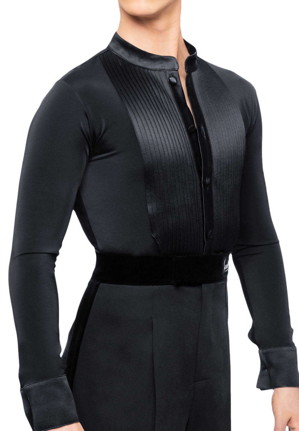 Sasuel Accodian Pleat Latin Shirt David-Black Crepe