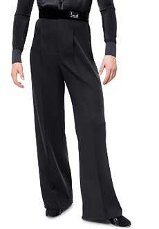 Sasuel Mens Latin Trousers w/ Pleat & Velvet Binding