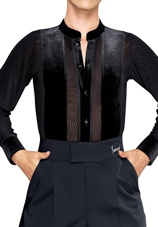 Sasuel Mens Latin Dance Shirt Jaxx-Black Crepe
