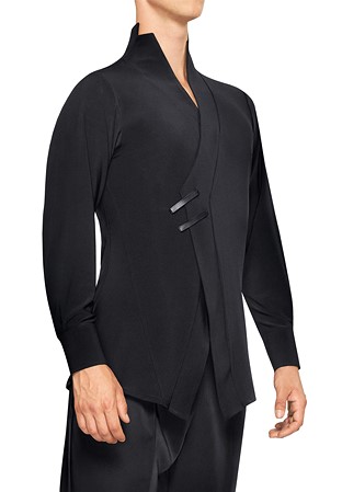 Sasuel Mens Latin Dance Shirt Noah-Black Crepe