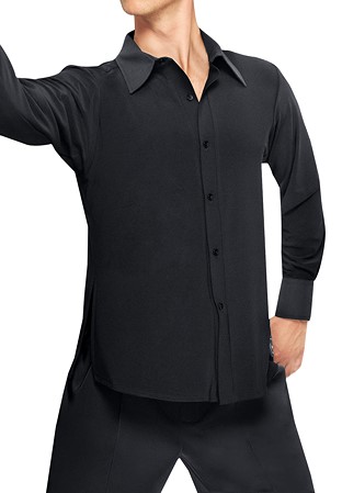 Sasuel Mens Latin Practice Shirt Lucas-Black Crepe