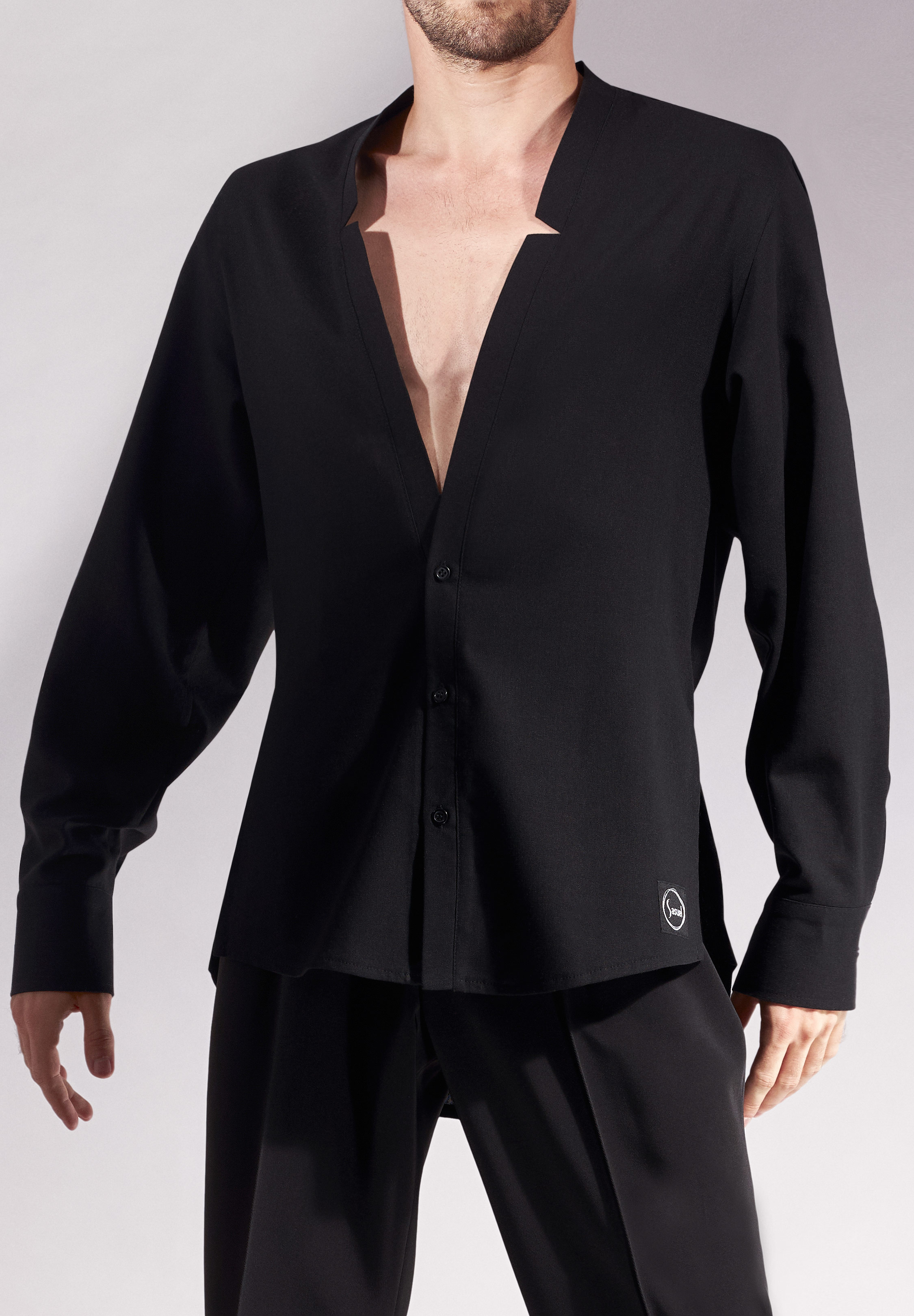 Sasuel Mens Linen Practice Shirt Ivan-Black Linen