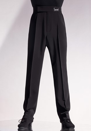 Sasuel Mens Slim Fit Latin Trousers-Black Gabardine