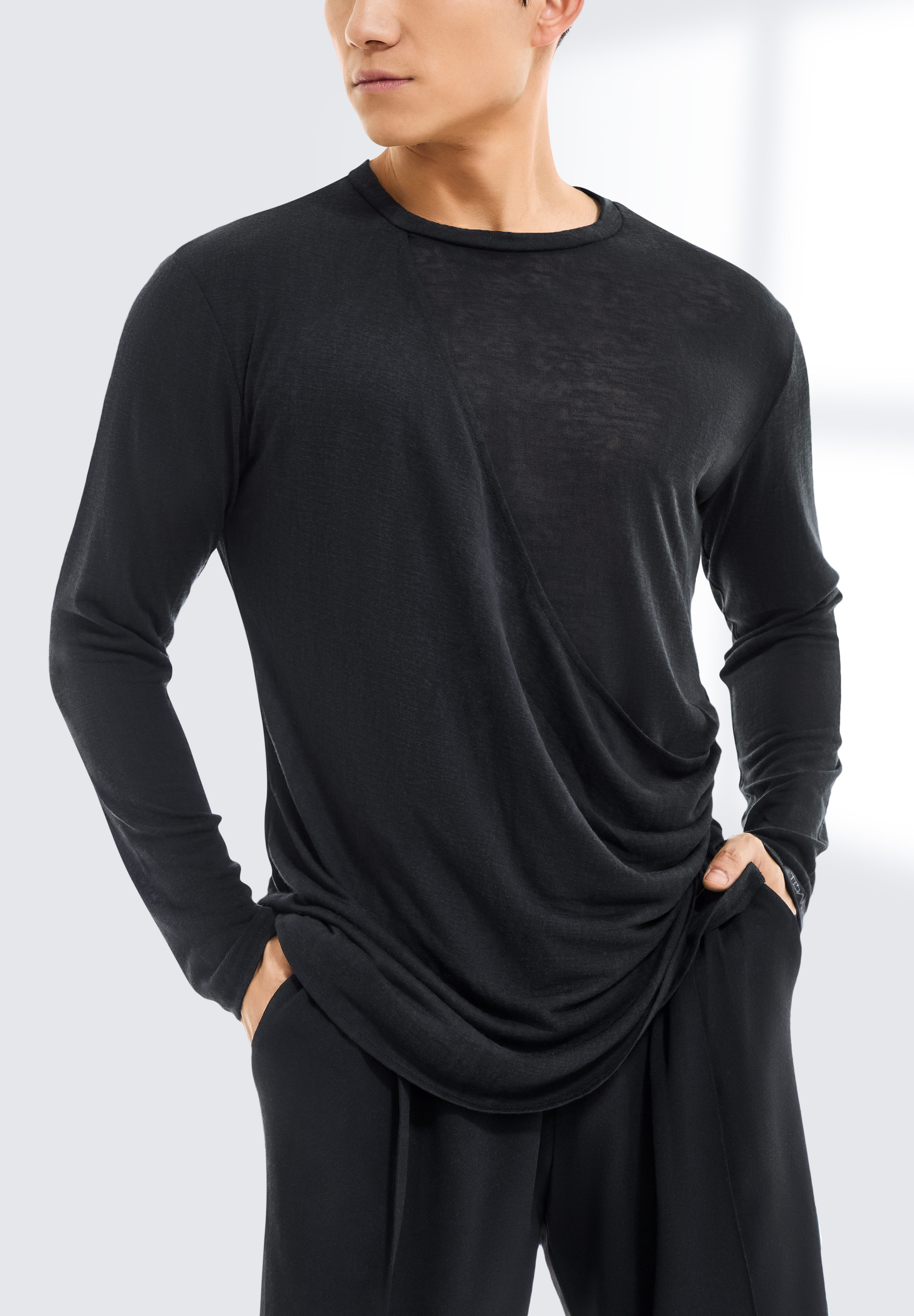 TDANCE Draped Front Mens Top BS-0024-Black