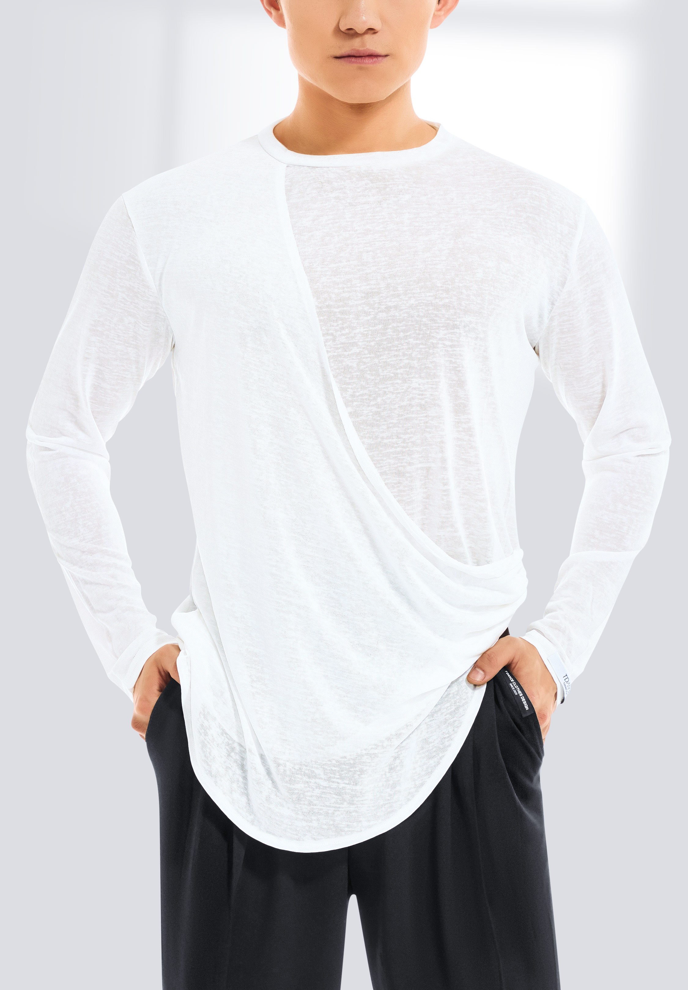 TDANCE Draped Front Mens Top BS-0024-White