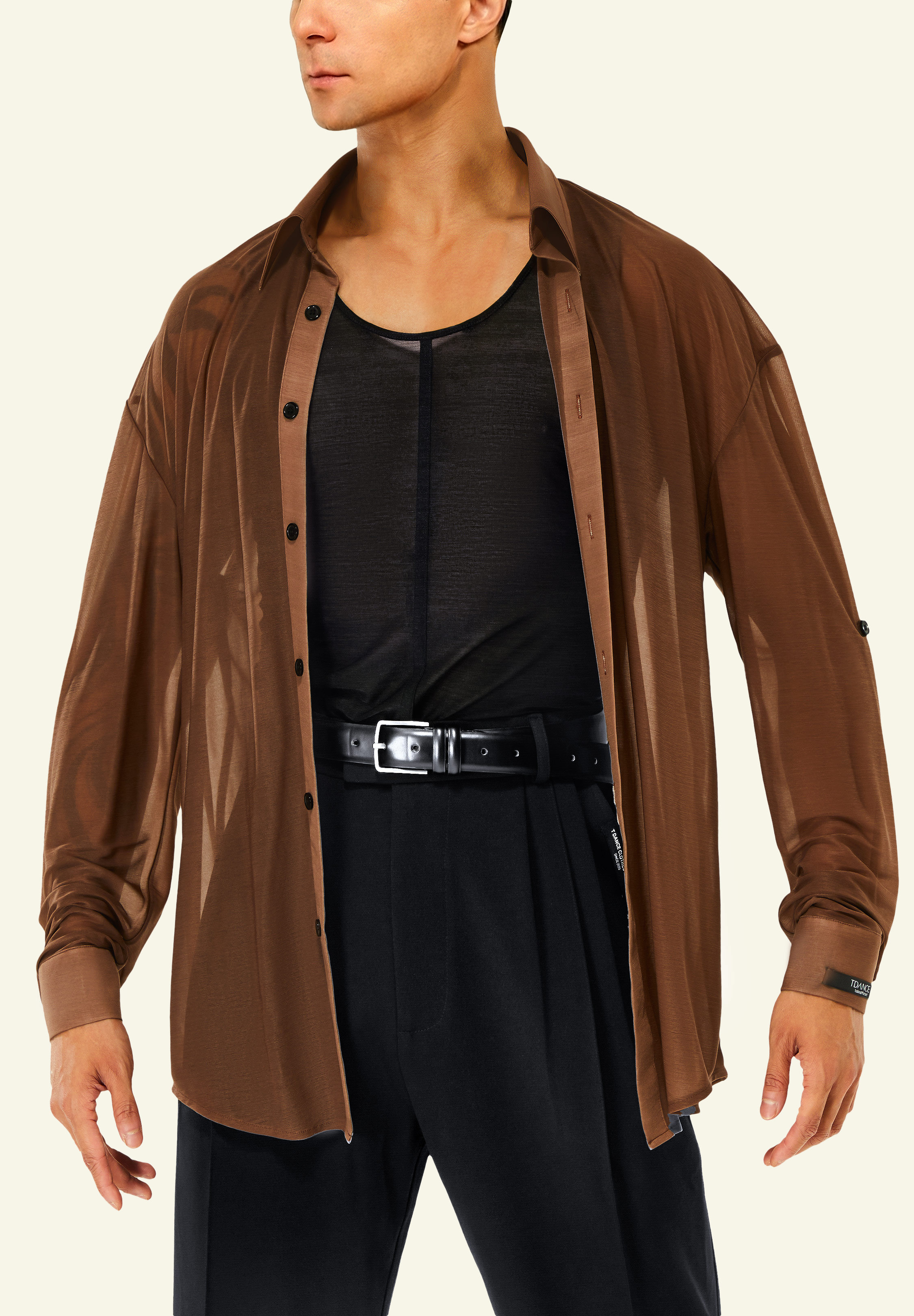 TDANCE Lightweight Button Cuff Shirt BS-0005-Brown