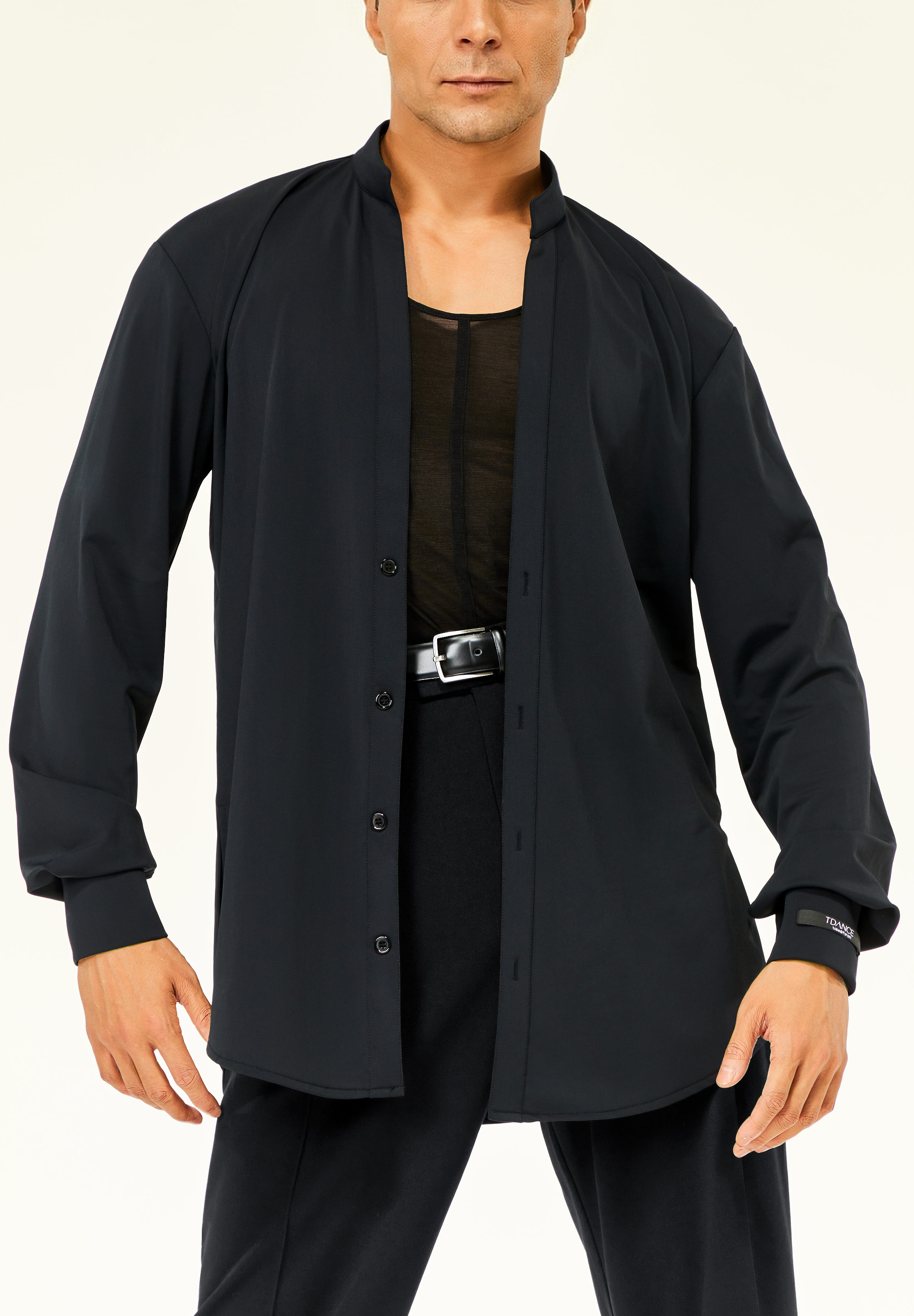 TDANCE Mandarin Button Down Shirt BS-0003-Black