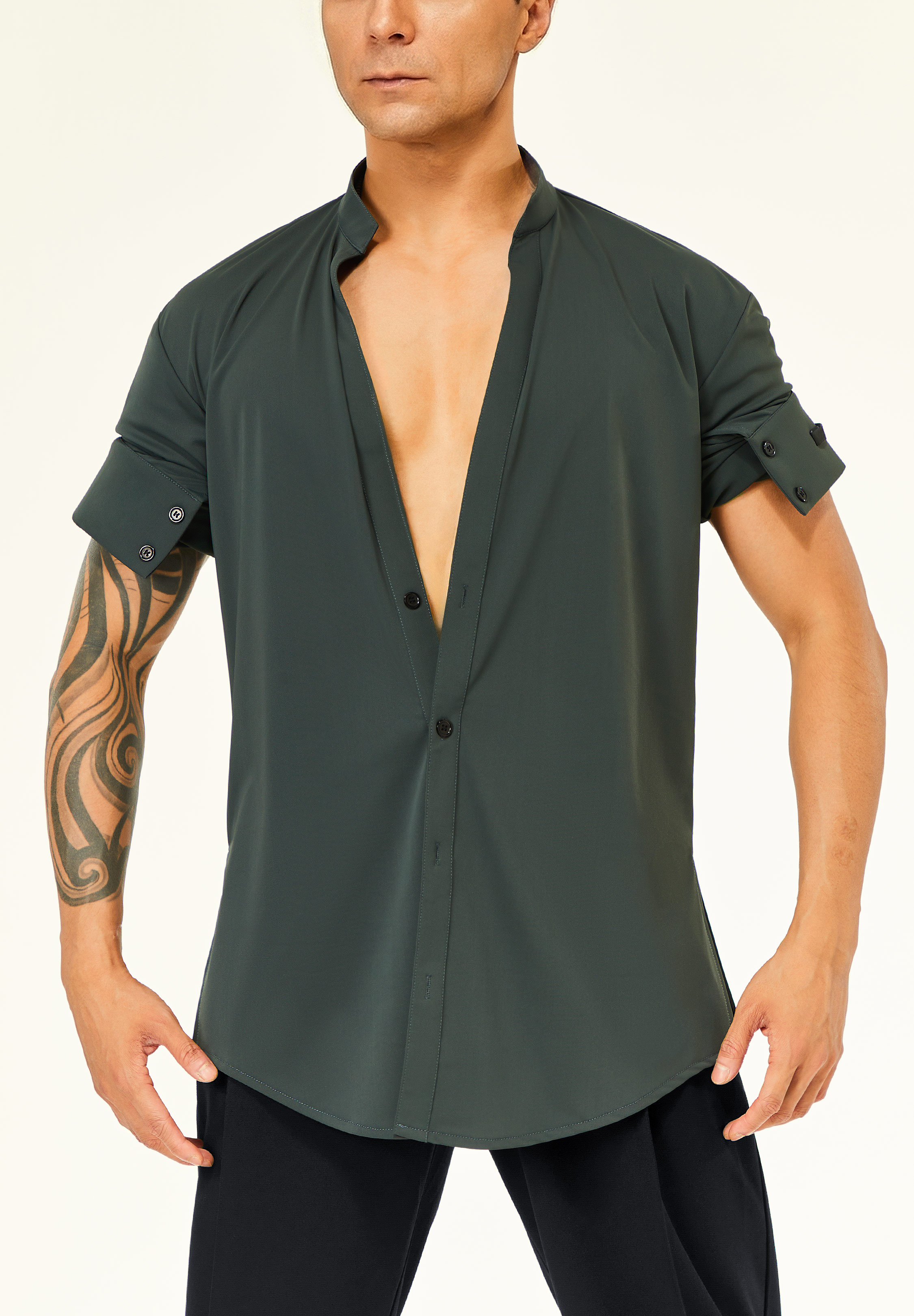 TDANCE Mandarin Button Down Shirt BS-0003-Green