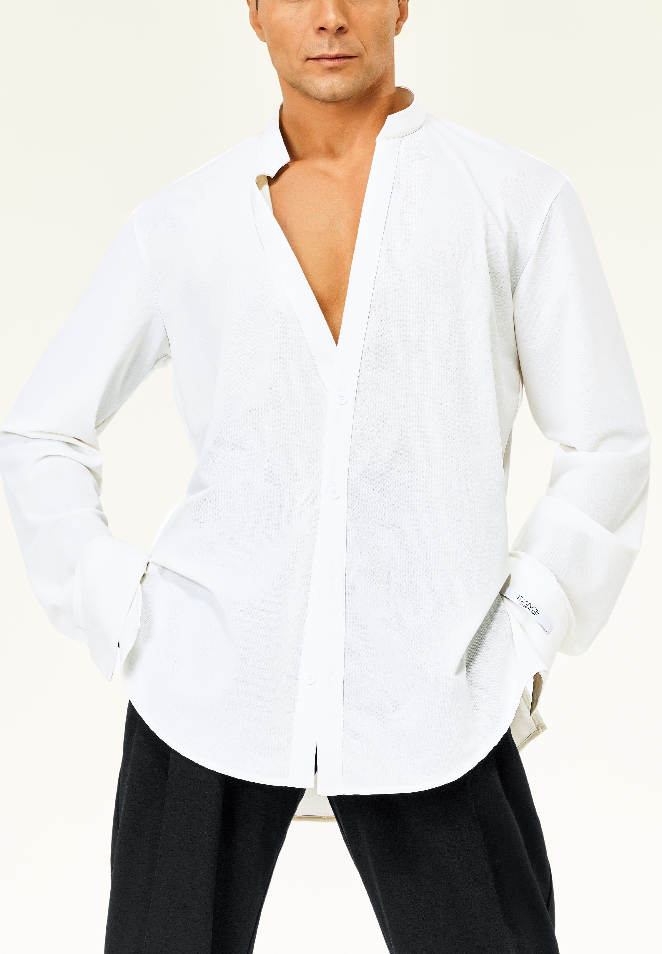 TDANCE Mandarin Button Down Shirt BS-0003-White
