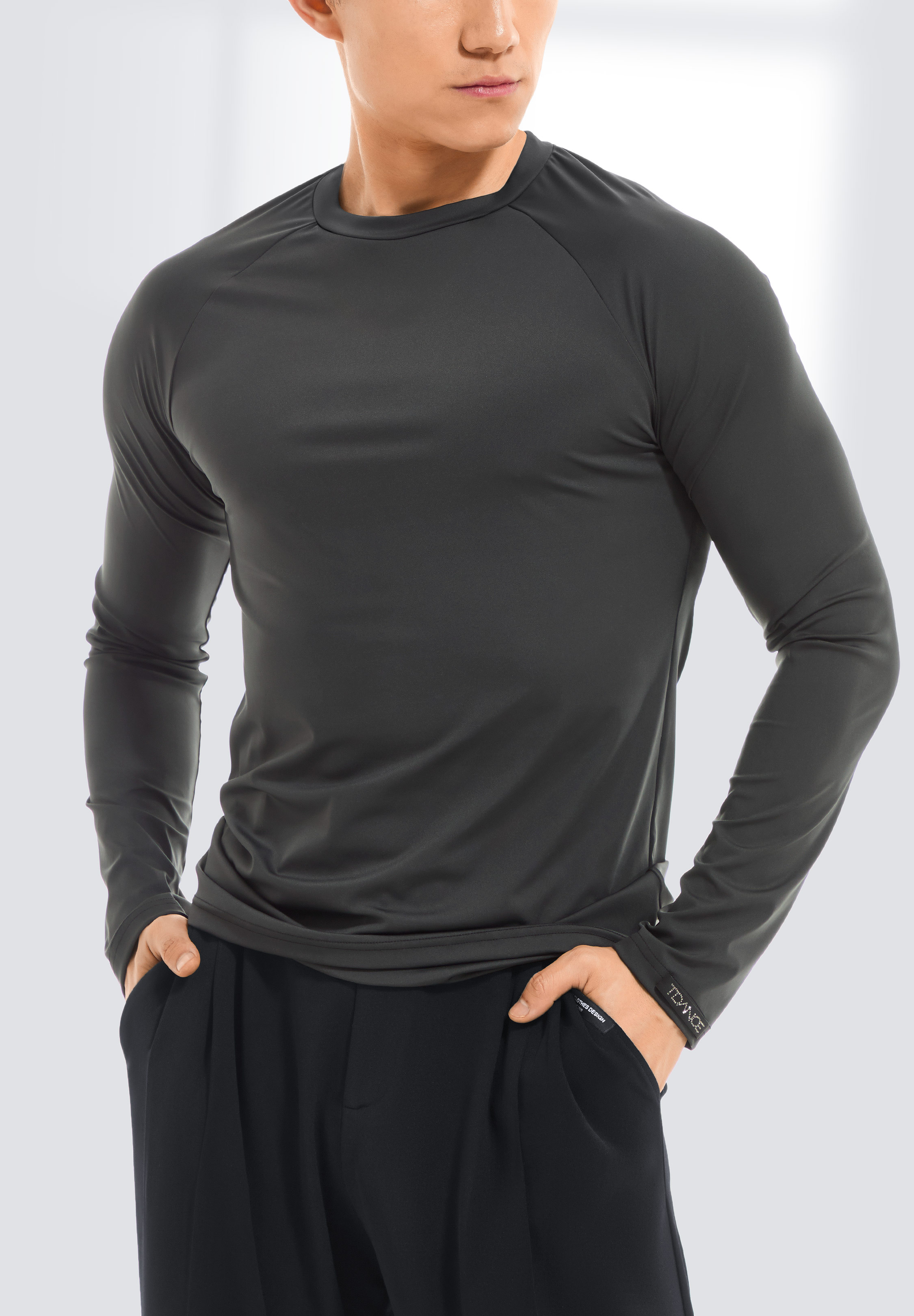 TDANCE Mens Slim Fit Long Sleeve Shirt BS-0039-Grey