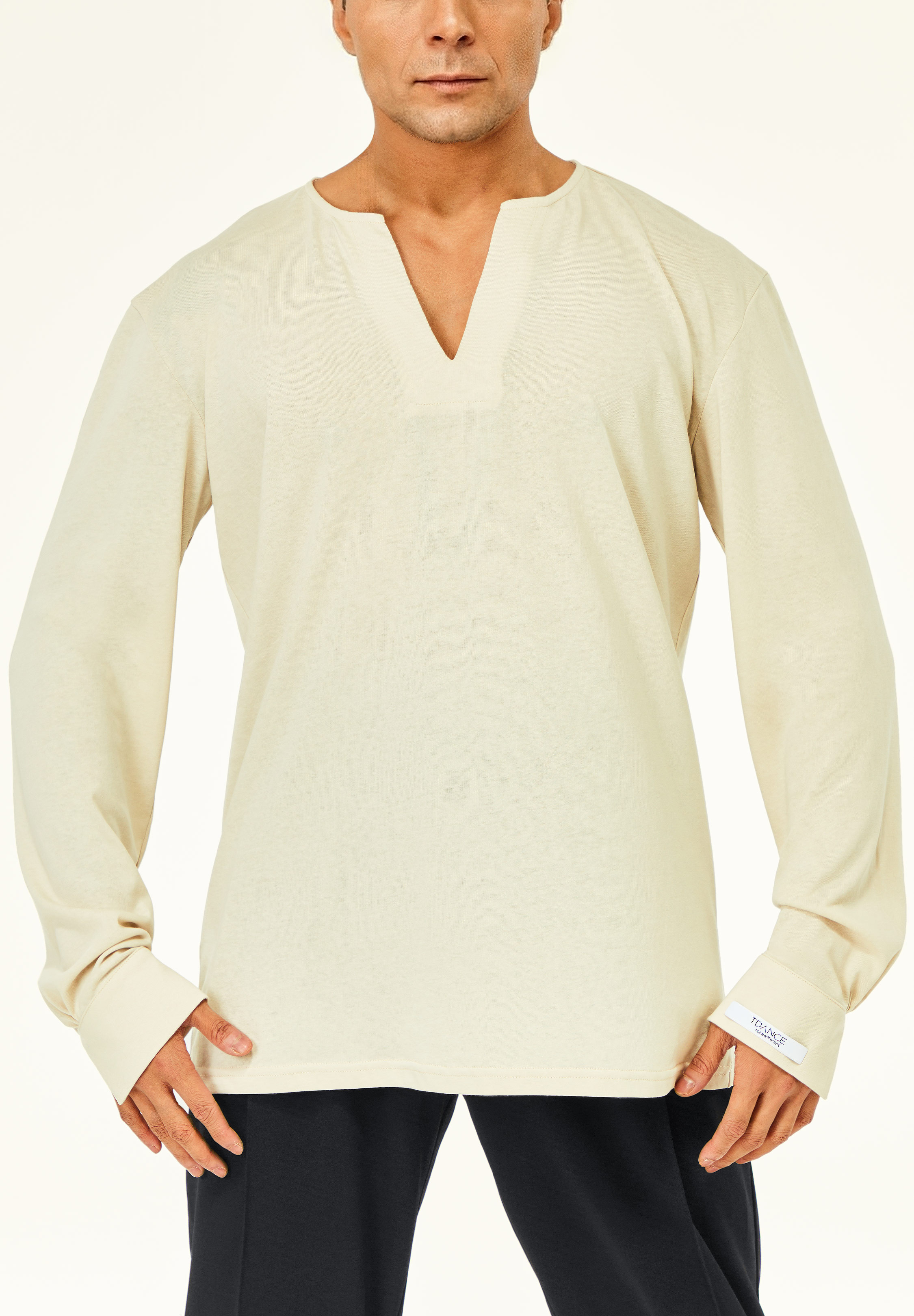 TDANCE Men’s Slit Cuff Dance Shirt BS-0001-Cream