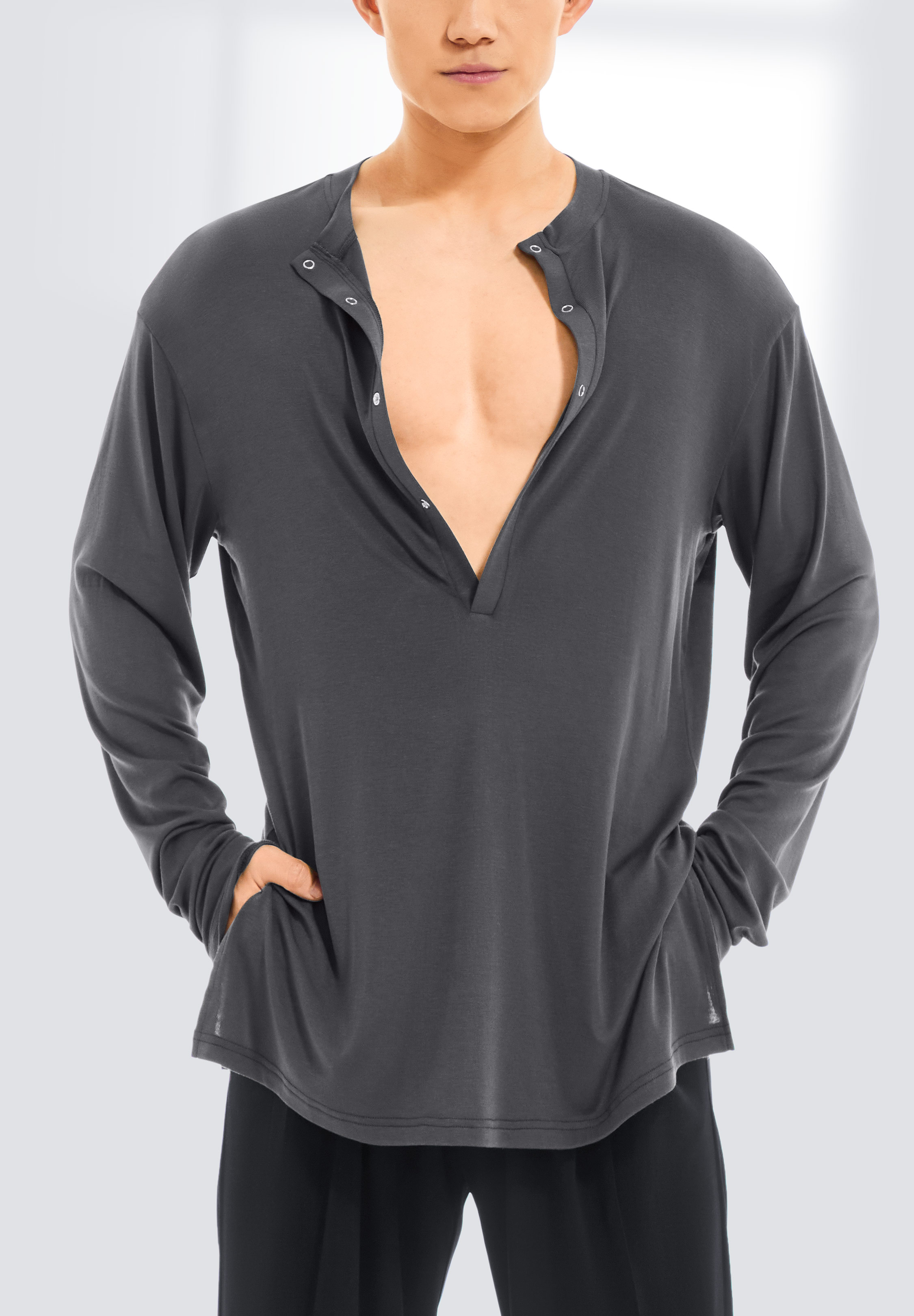 TDANCE Men’s Snap Button Split Side Top BS-0045-Grey