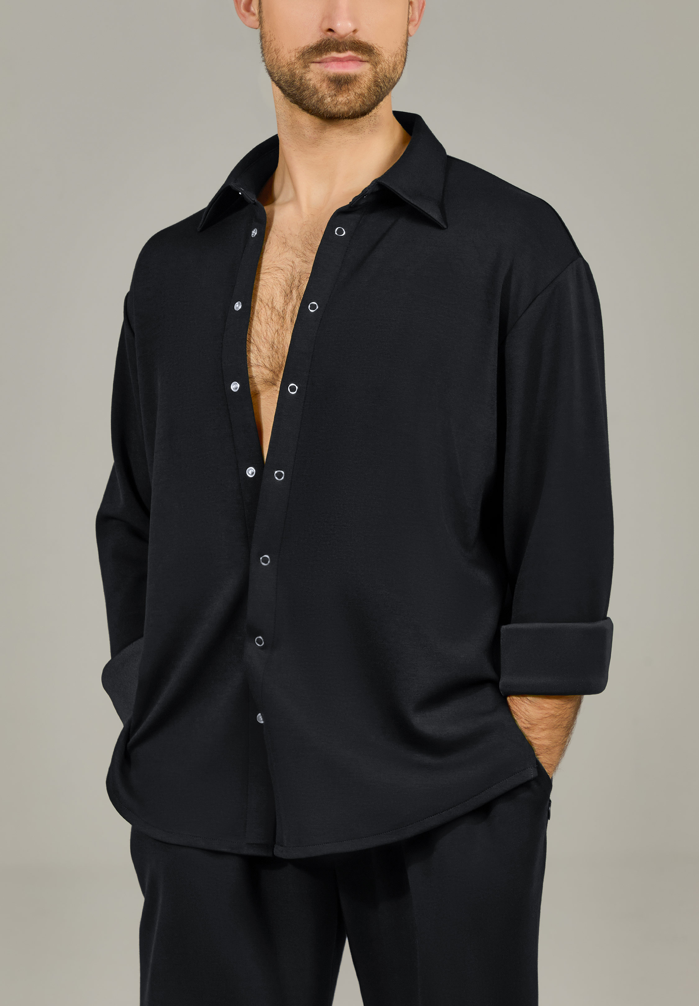 TDANCE Relaxed Snap Front Dance Set BS-57-58-Black