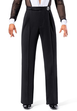 TPCT Mens Pleated Satin Waist Latin Trousers 003-Black
