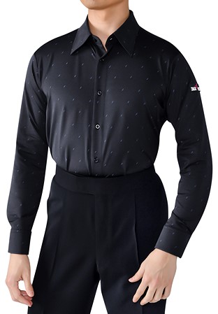 Taka Mens Ballroom Shirt MS296 Print-Blue Feather Print
