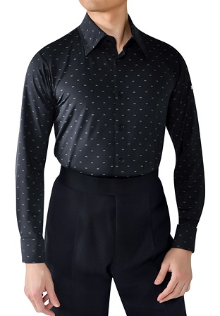 Taka Mens Ballroom Shirt MS296 Print-Grey Dot