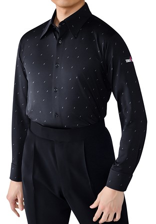 Taka Mens Ballroom Shirt MS296 Print-Grey Feather Print
