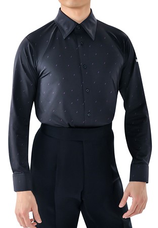 Taka Mens Ballroom Shirt MS296 Print-Purple Feather Print