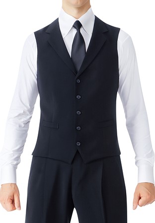 Taka Mens Ballroom Vest w/ Lapel MV12-Black