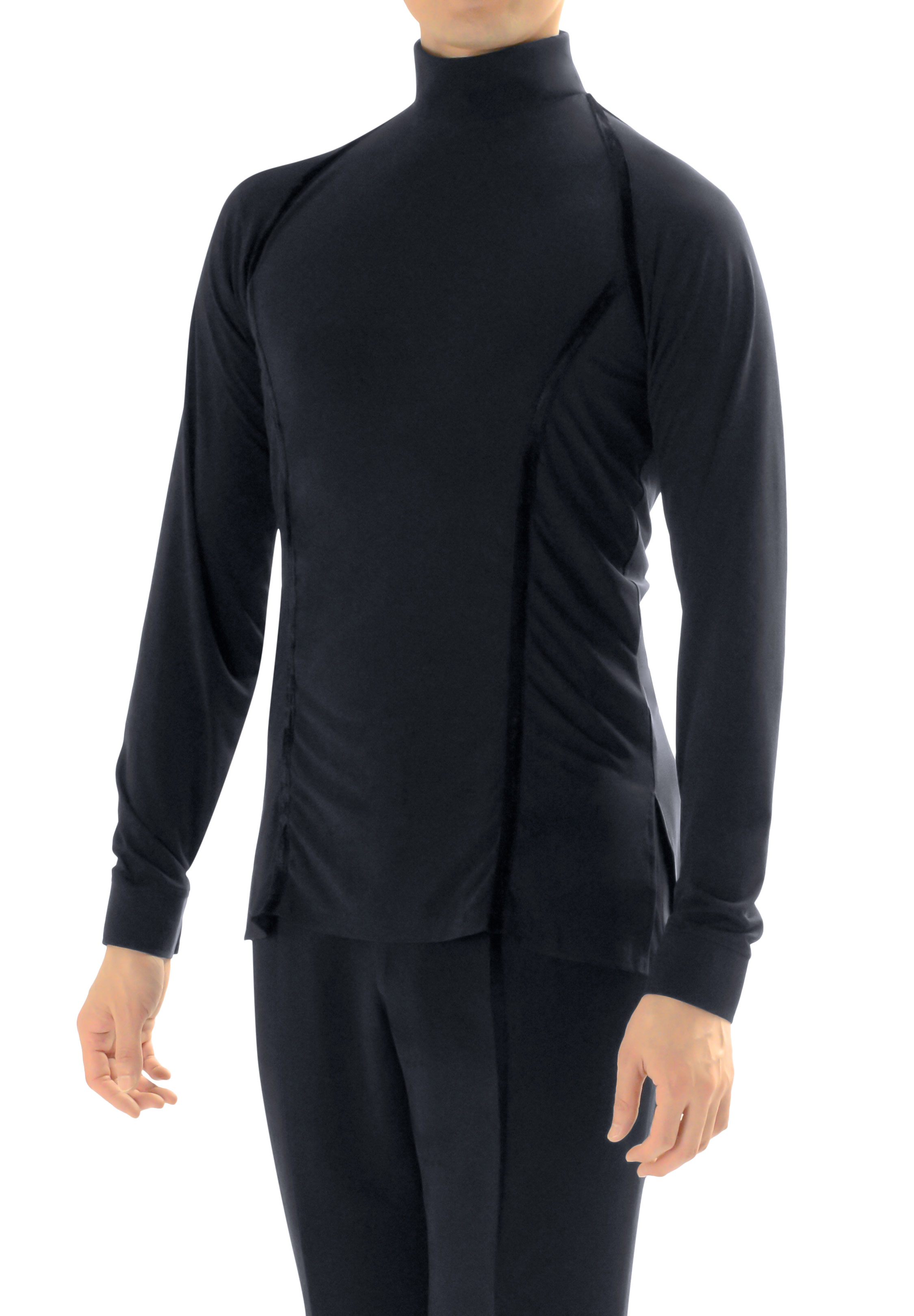 Taka Mens High Neck Latin Dance Shirt MS278-Black