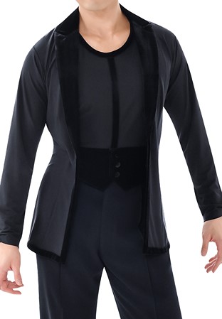 Taka Mens Latin Jacket Suit w/ Waist Belt MS330-Black