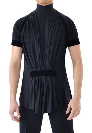 Taka Mens Ruched Latin Dance Shirt MS328-Black