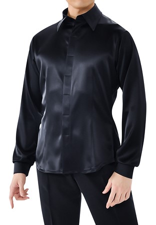 Taka Mens Satin Dance Shirt MS327-Black