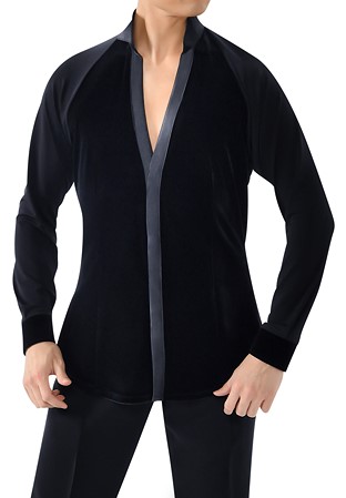 Taka Mens Velvet Latin Performance Shirt MS329-Black