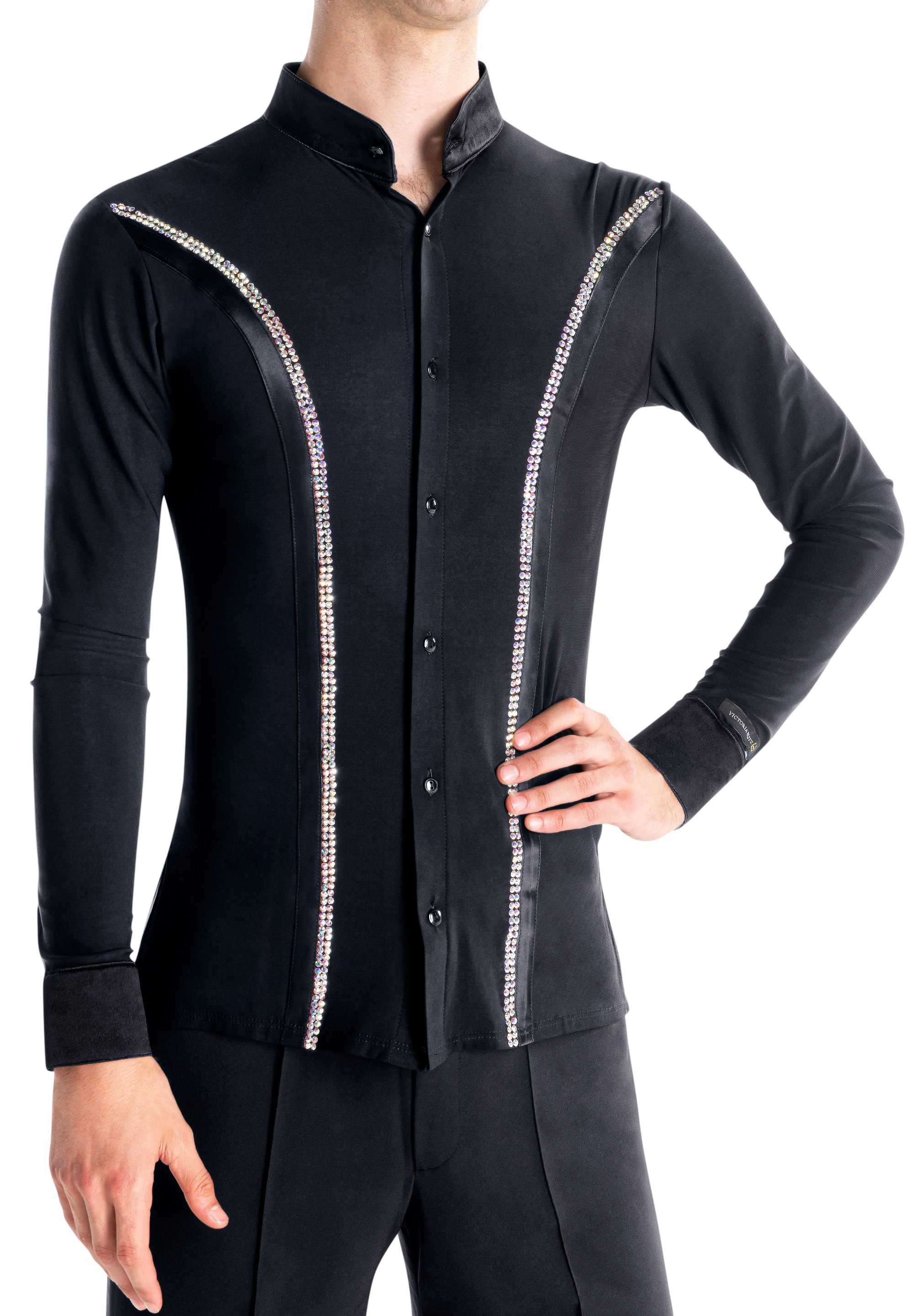 Victoria Blitz Mens Crystallized Dance Shirt Bologna-Black