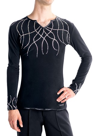 Victoria Blitz Mens Crystallized Dance Shirt Monza-Black