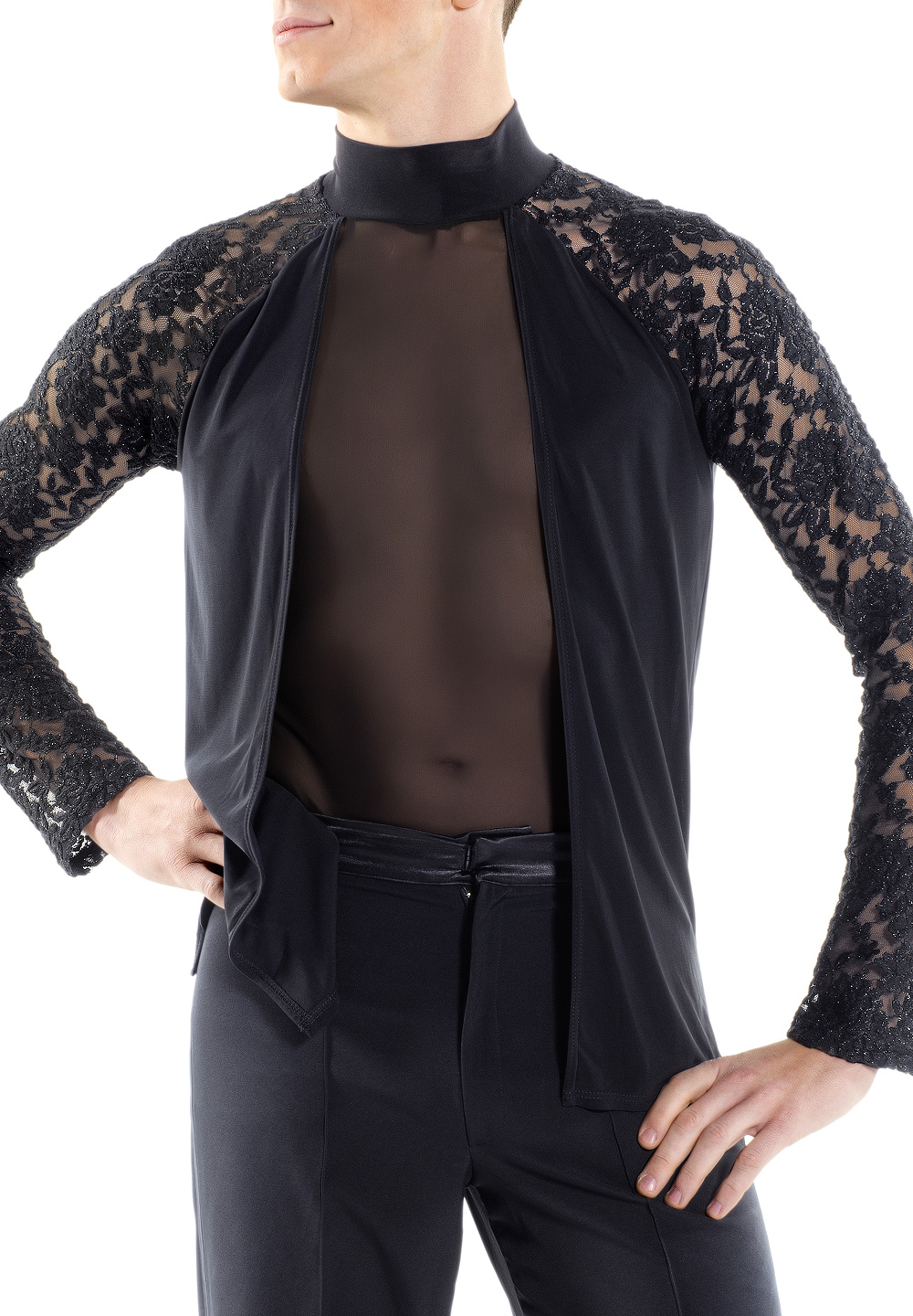 Victoria Blitz Mens Latin Performance Shirt Leo-Black