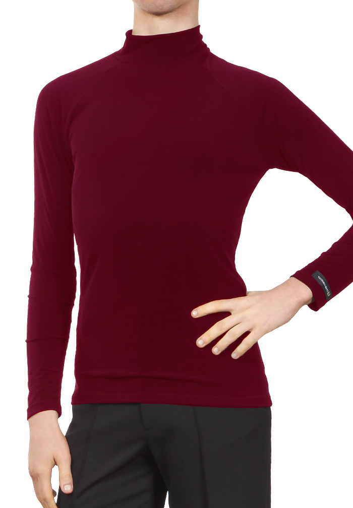 Victoria Blitz Mens Lupetto Turtleneck Latin Shirt UOMO 004-Bordeaux