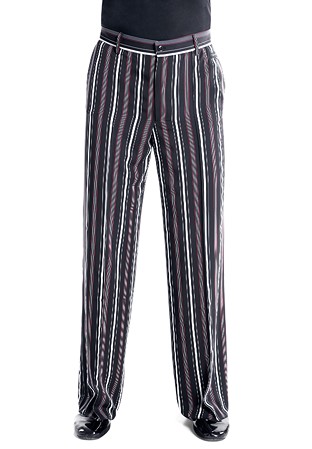 Victoria Blitz Mens Pinstripe Trousers UOMO002-Black Pinstripe w/ Red Line