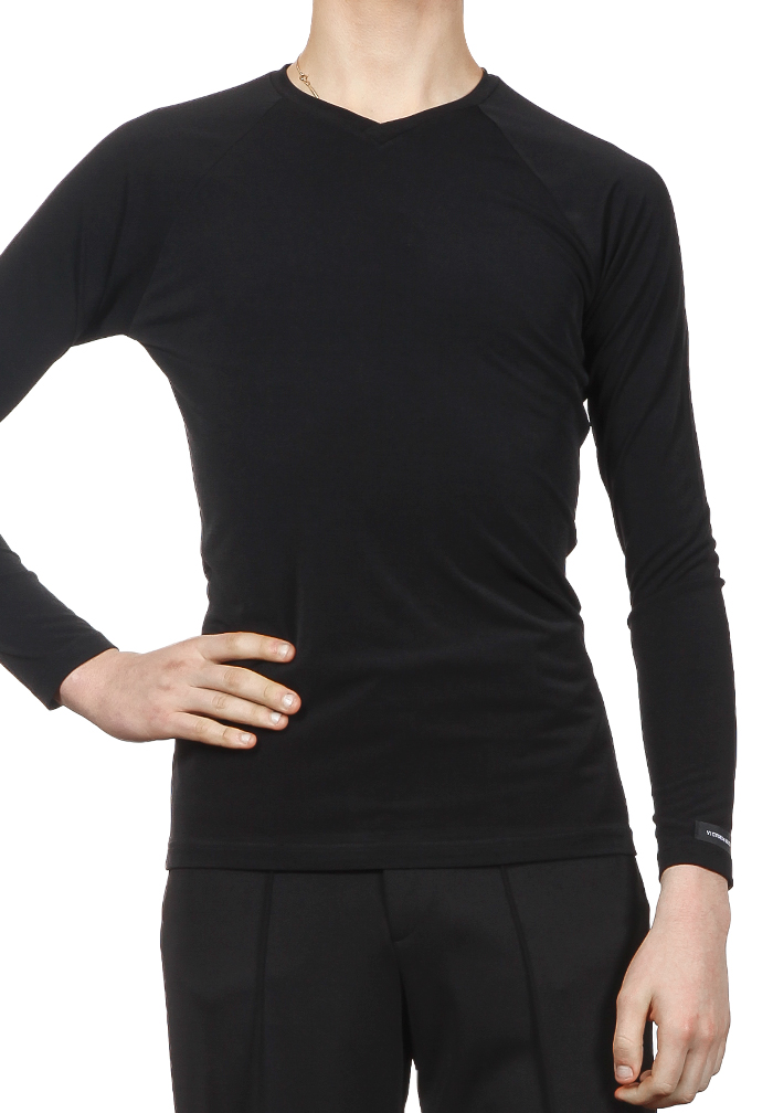 Victoria Blitz Mens V-neck Latin Shirt UOMO 001-Black