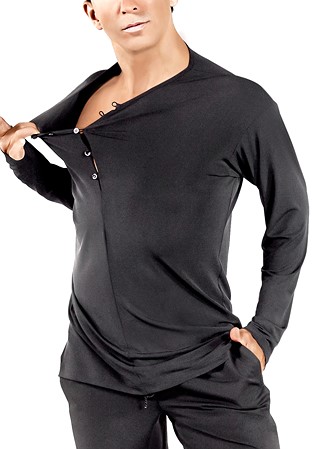 M&J Champion Wear Mens Button-up Latin Shirt 3981-Black