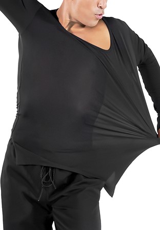 M&J Champion Wear Mens Loose Round Neck Latin Shirt 3980-Black