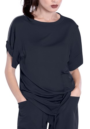 Maly Ladies Diagonal Stitching Practice Shirt LC202102-Black