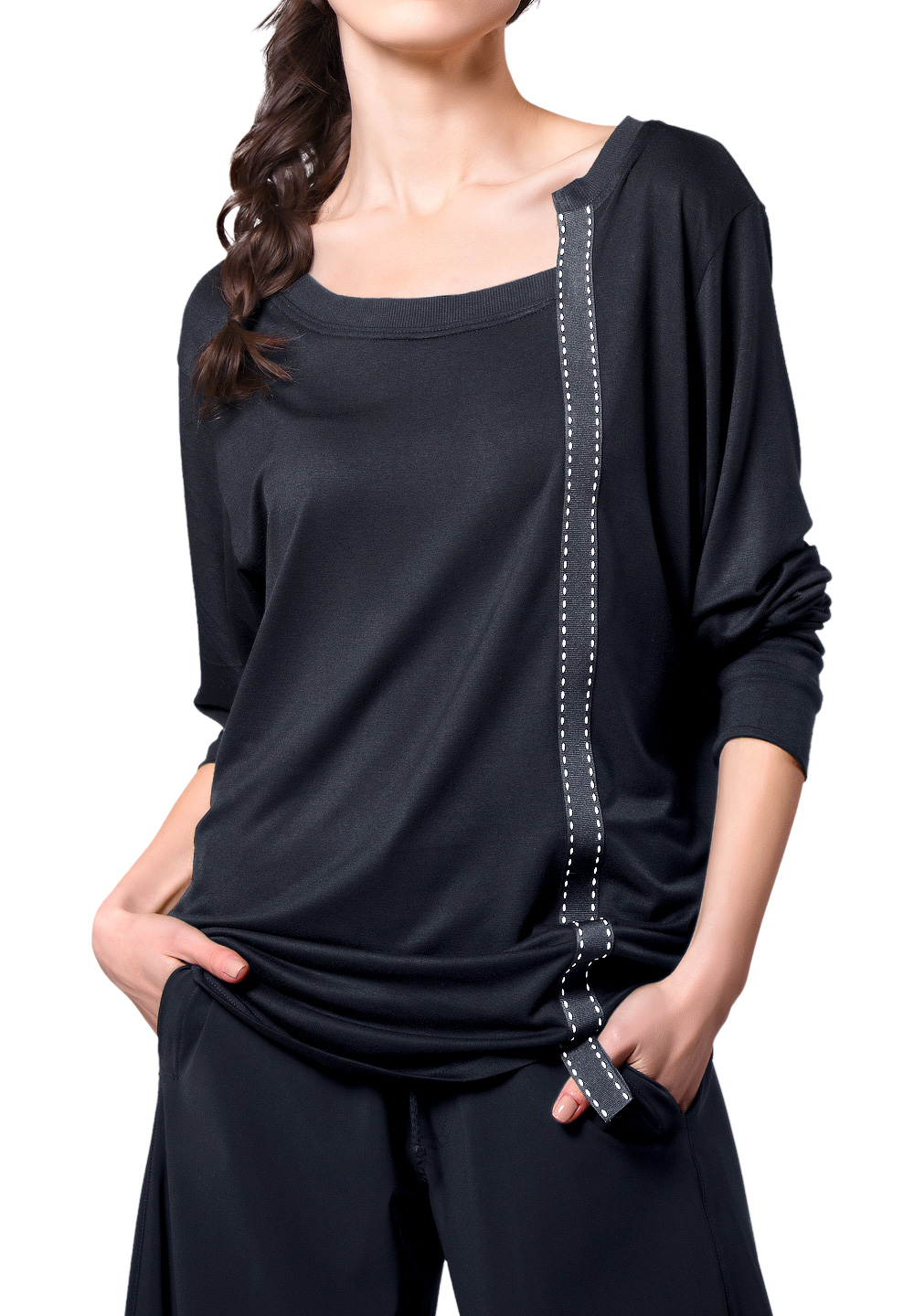 Maly Womens Shirt With Band LC172102-Black